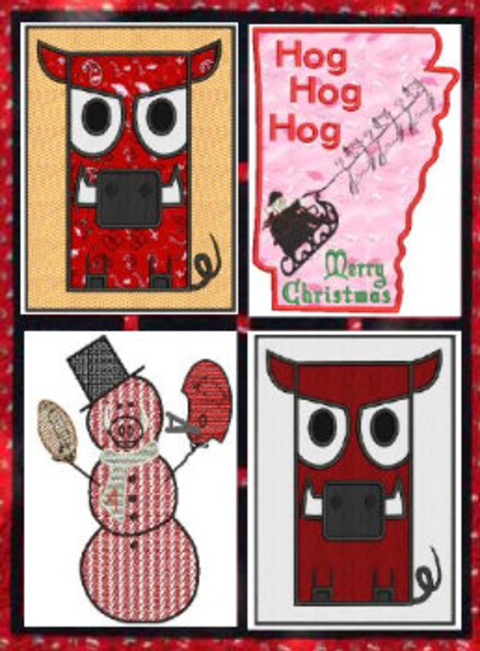 Hog Quilt Block Pattern Embroidery Applique Design,4 Sizes,8 Formats ...