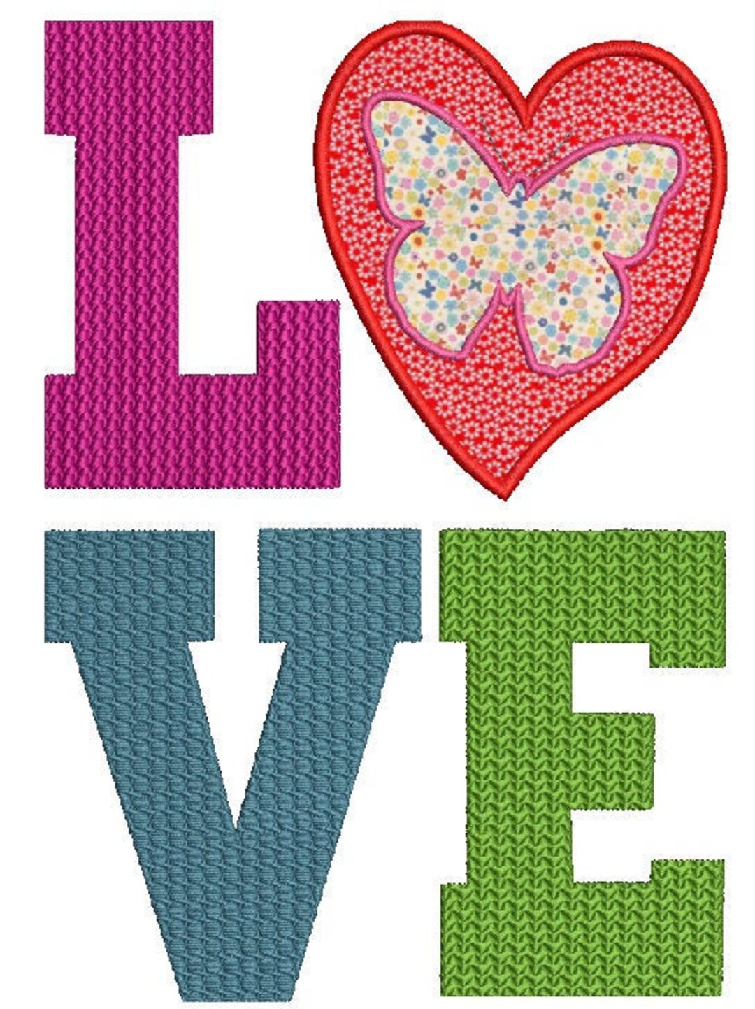 Love Heart Butterfly Machine Embroidery Applique,4 Sizes,8 Formats(dst ...