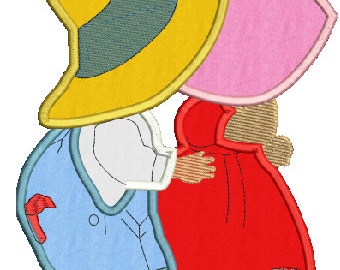 Sunbonnet Sue and Sam Applique Machine Embroidery Design, 4 sizes, 8 formats, Instant download, 1 zip file w/pdf
