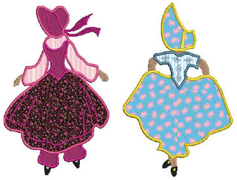 2 southern belles applique embroidery,1 design,8  formats(dst,exp,jef,hus,pes,vip,vp3,xxx),instant download,1 zip