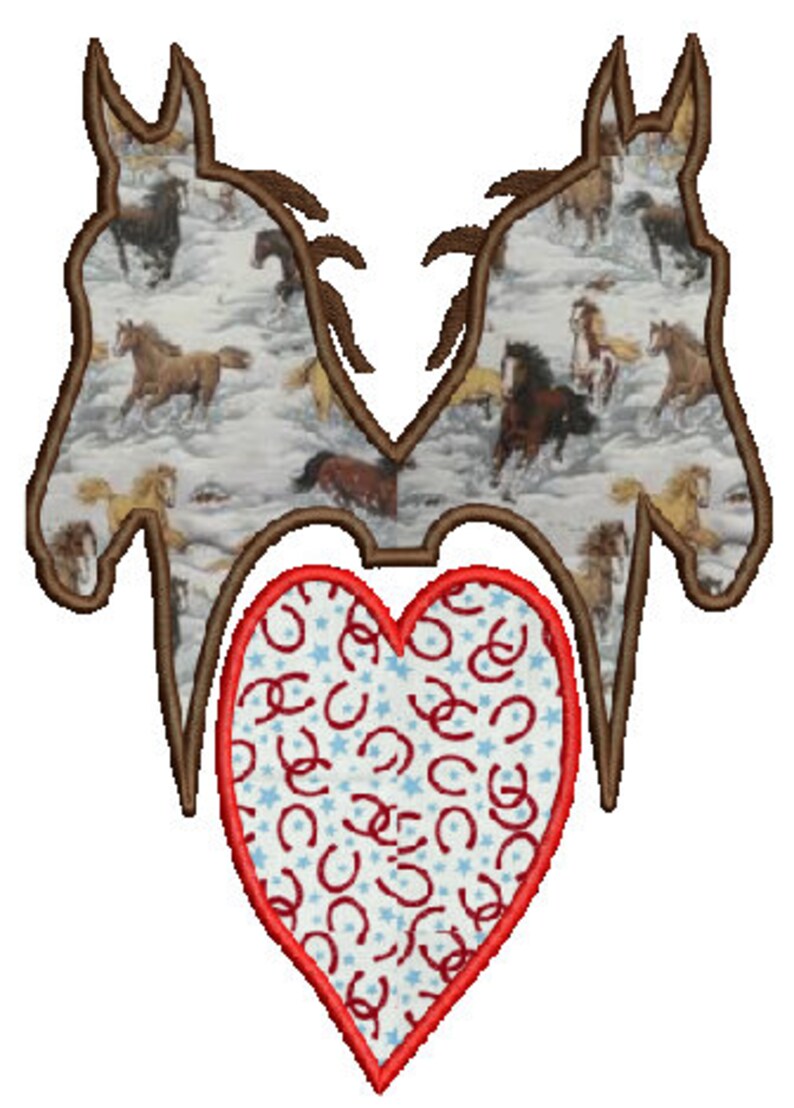 Horse heart embroidery applique machine embroidery 8  etsy