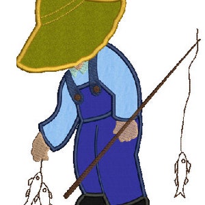 Sam fishing machine embroidery Applique design,4 sizes,8 formats(dst,exp,jef,hus,pes,vip,vp3,xxx),instant download,1 zip w/PDF