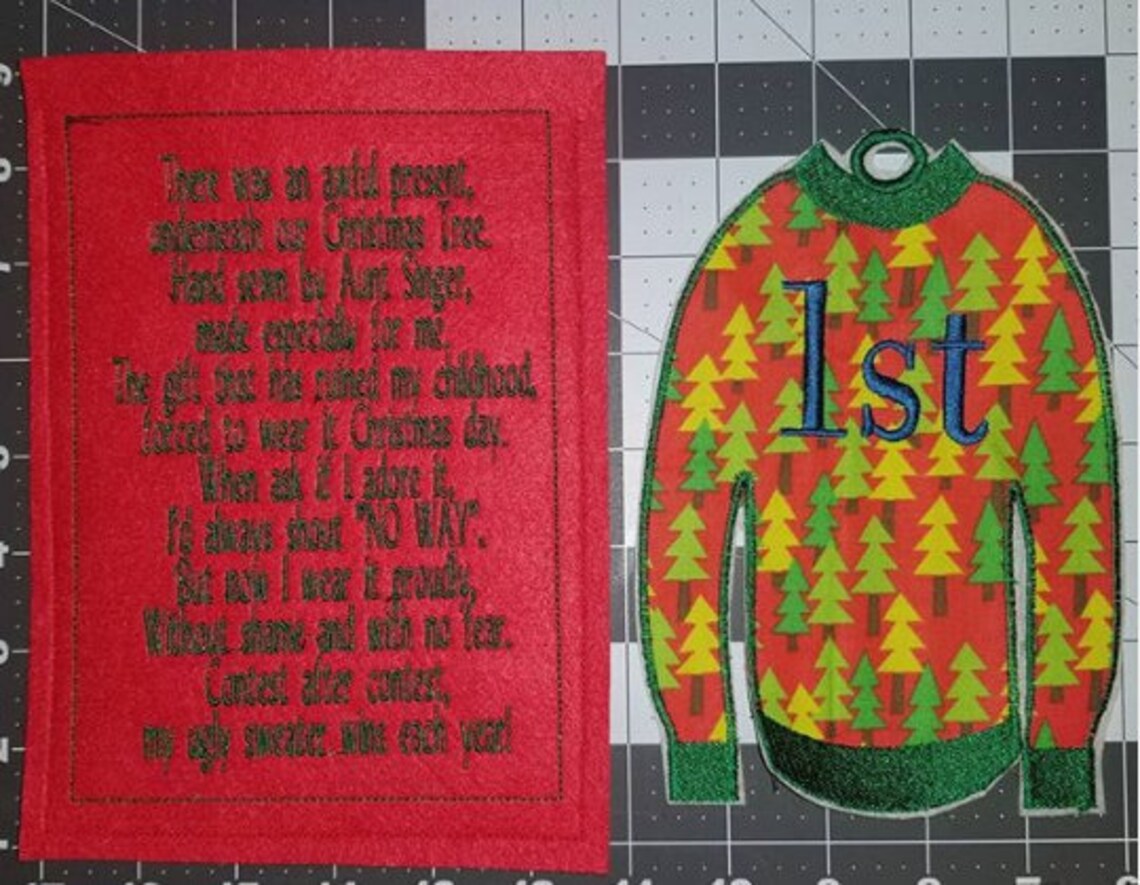 Ugly Sweater Ornament and Poem Machine Embroidery Applique2 - Etsy