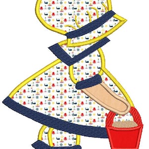 Sunbonnet Sue summer beach machine embroidery Applique,4 sizes,8 formats(dst,exp,jef,hus,pes,vip,vp3,xxx),instant download,1 zip w/PDF