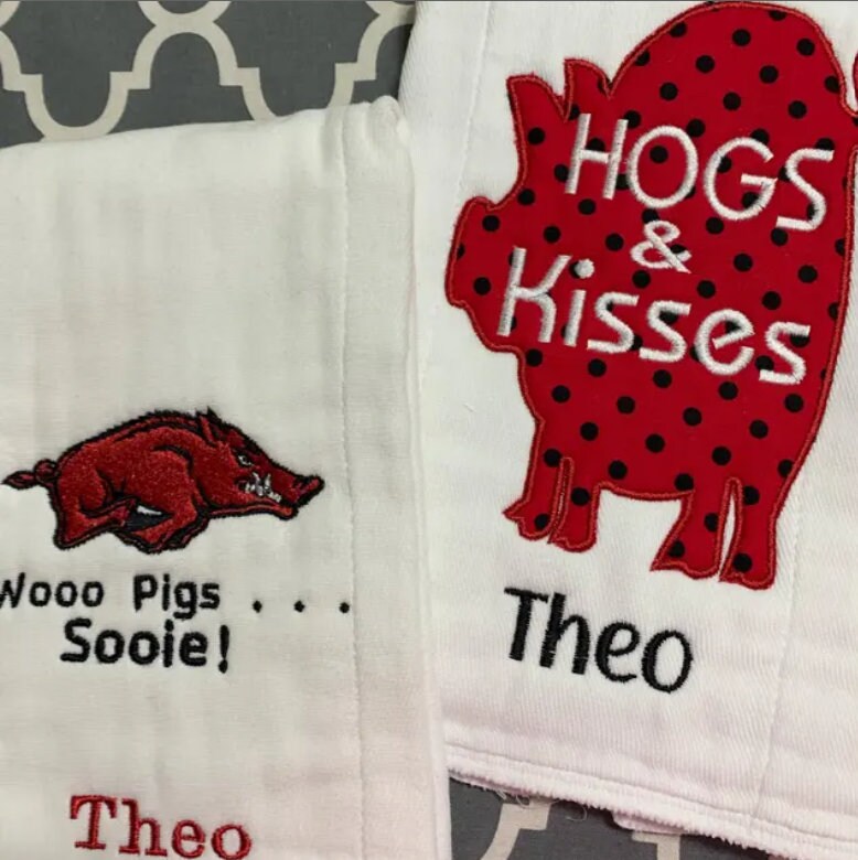 Hand Stitched Razorback Design Arkansas Razorback Fan Embroidery Applique Design,4 Sizes,8 Formats(dst ...