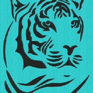 Tiger design3 outline  embroidery design, 4 sizes, 8formats(dst,exp,hus,jef,pes,vip,sew,xxx), instant download,1 zip file