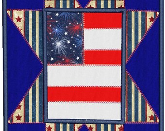 4th of July Quilt Block machine embroidery Applique,4 sizes,8 formats(dst,exp,jef,hus,pes,vip,vp3,xxx),instant download,1 zip