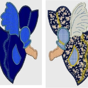Sunbonnet Sue Angel machine embroidery Applique,4 sizes,8 formats(dst,exp,jef,hus,pes,vip,vp3,xxx),instant download,1 zip with PDF