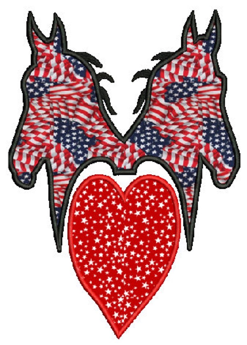 Horse heart embroidery applique machine embroidery 8  etsy