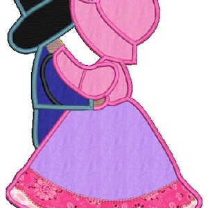 Sunbonnet Sue and Sam Hugs, machine embroidery Applique,4 sizes,8 formats(dst,exp,jef,hus,pes,vip,vp3,xxx),instant download,1 zip w/PDF