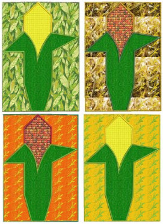 Corn Stalk quilt machine embroidery Applique designs4 sizes8 | Etsy