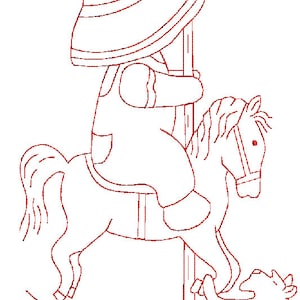 Redwork Sam montando horse Machine Embroidery Design ,4 tamaños,8 formatos (dst,exp,jef,hus,pes,vip,vp3,xxx),descarga instantánea,1 zip