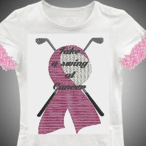 Pink Cancer Golf Ribbon machine embroidery design,4 sizes,8 formats(dst,exp,jef,hus,pes,vip,vp3,xxx),instant download,1 zip file