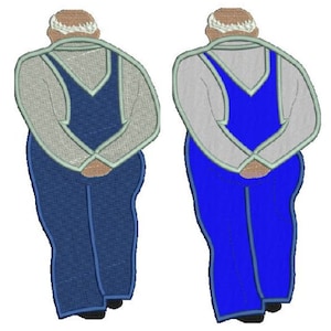 Grandpa overalls machine embroidery Applique and fill,4 sizes,8 formats(dst,exp,jef,hus,pes,vip,vp3,xxx),instant download,1 zip w/PDF