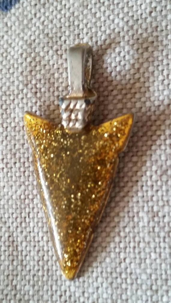 Gold Sparkly Arrowhead Pendant