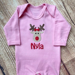 Embroidered Christmas Onesie, Personalised Babygrow, Keepsake Gift