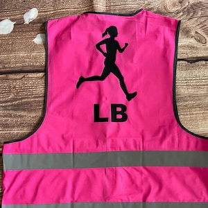 Personalised Ladies running Hi-Vis safety vest. Choice of fluorescent colours.