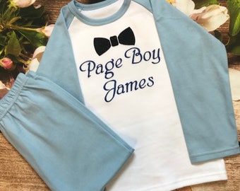 Personalised Pyjamas - Embroidered. Page Boy Wedding Gift, Boys nightwear, personalised boys clothing, baby