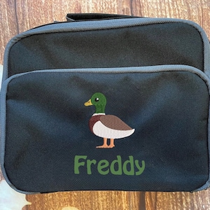 Lunch box - personalised with embroidered Duck and Childs name or initials.