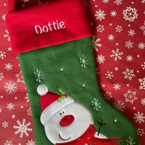 Personalised Christmas Stocking Embroidered / Printed Name Stockings Christmas 2022, Luxury , 40cm Long , Xmas Sock Snowman