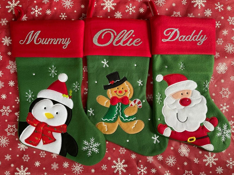 Personalised Christmas Stocking Embroidered / Printed Name Stockings Christmas 2022, Luxury , 40cm Long , Xmas Sock image 1