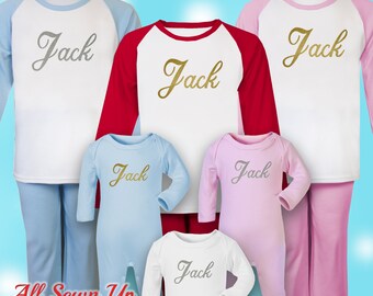 Personalisierter Weihnachts pyjamas - 100% Baumwolle Weihnachtsgeschenk. Weihnachtsabend, Jungen Nachtwäsche, personalisierte Jungenkleidung, Mädchen, Baby - Name