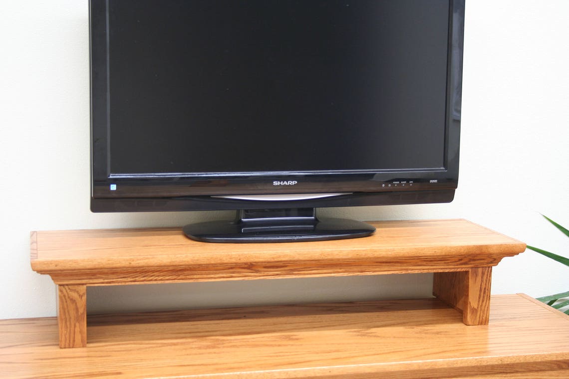 Traditional Furniture Oak TV Riser Stand Crown Molding Style Etsy