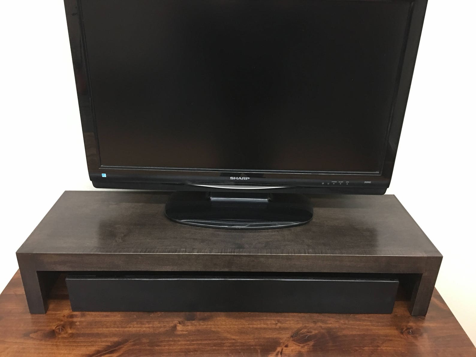 Simple Tv Stand Riser Maple Wood TV Riser Stand Modern Style with Medium Finish | Etsy