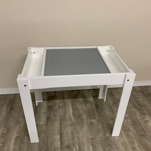 Kids Activity Table with side storage bins, Activity Table Play Desk in White Finish