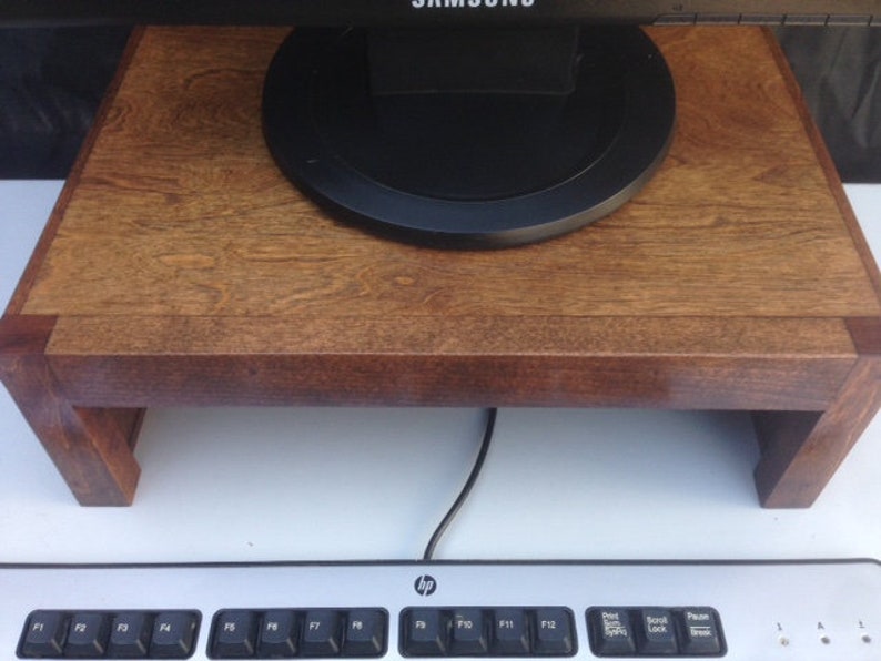 21 Wide TV or Computer Monitor Stand in Red Birch Wood with Black Finish image 7