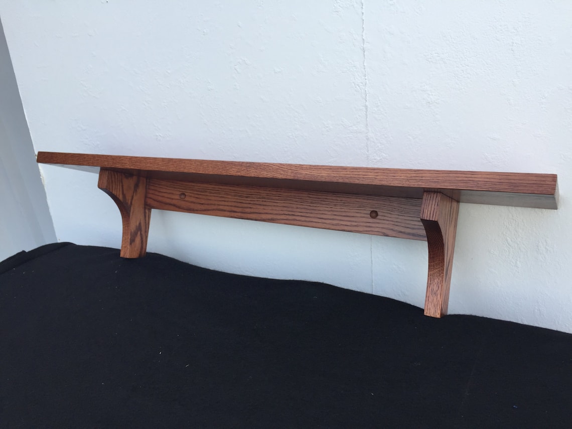 Wood Wall Shelfwall Shelf in Solid Oak Wood Mission Style Etsy