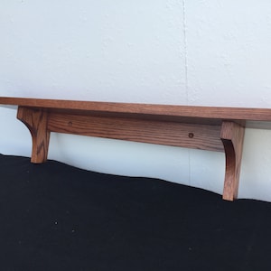 Wood Wall Shelf-Wall Shelf- in Solid Oak Wood Mission Style with Cherry Finish (or Choose other Finish) by Udecorit