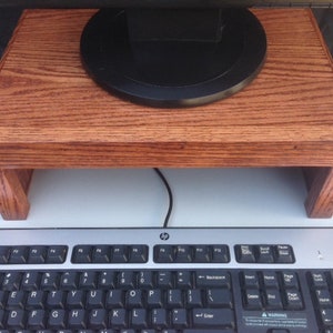 21 Wide TV or Computer Monitor Stand in Red Birch Wood with Black Finish image 8