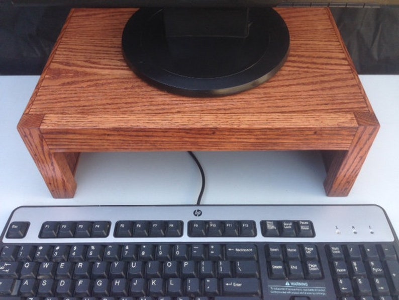 21 Wide TV or Computer Monitor Stand in Red Birch Wood with Black Finish image 8