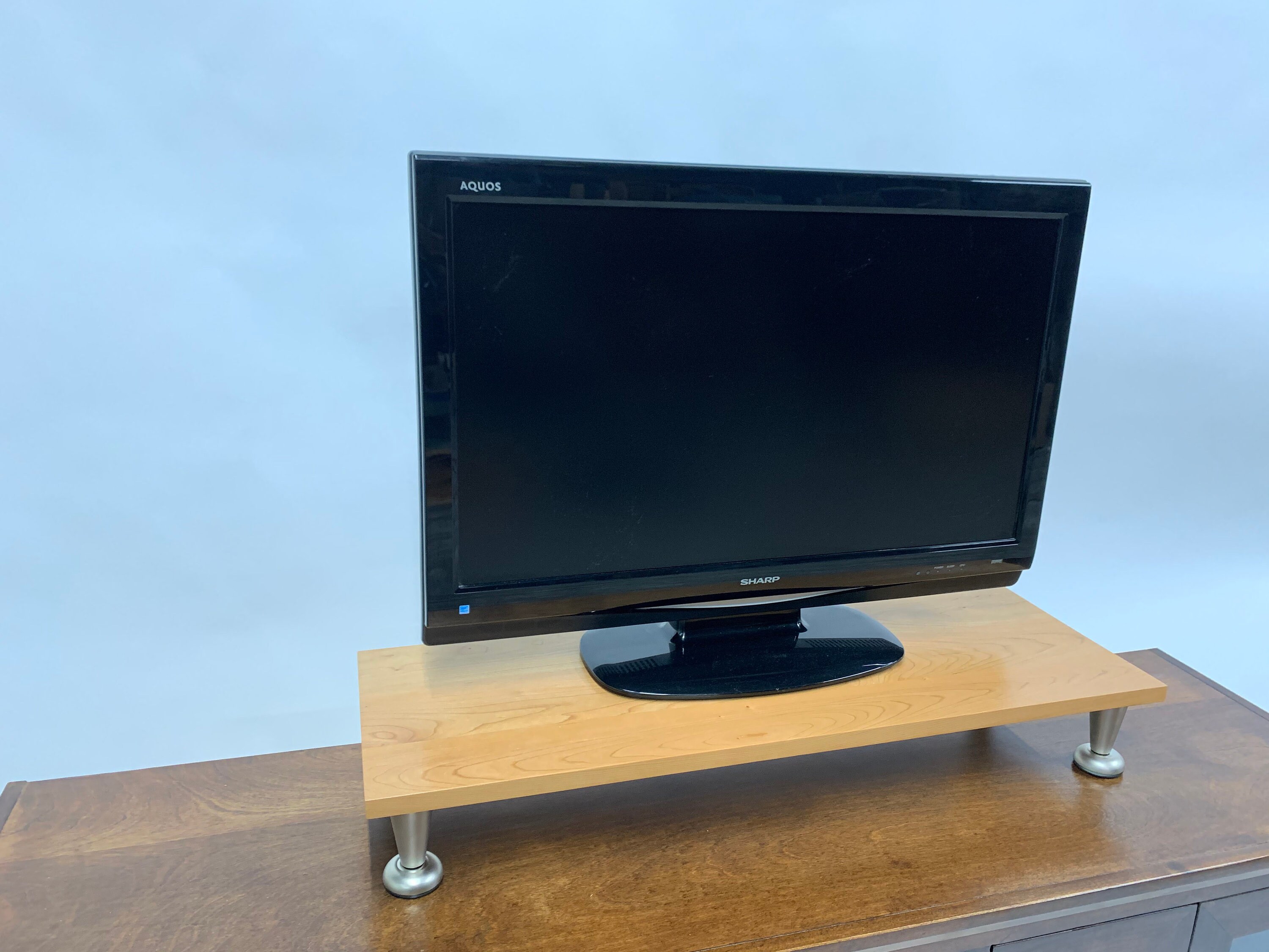 Solid Maple Wood TV Riser Stand With Pillar Footing in Natural Etsy