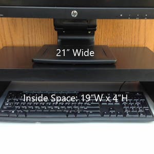 21 Wide TV or Computer Monitor Stand in Red Birch Wood with Black Finish image 2