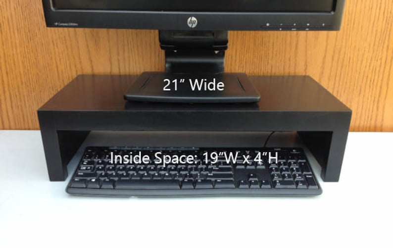 21 Wide TV or Computer Monitor Stand in Red Birch Wood with Black Finish image 2