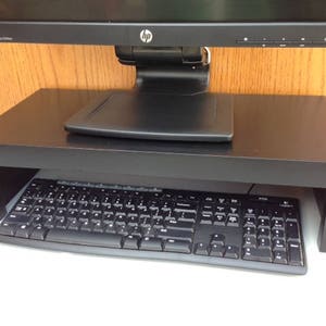 21 Wide TV or Computer Monitor Stand in Red Birch Wood with Black Finish image 1