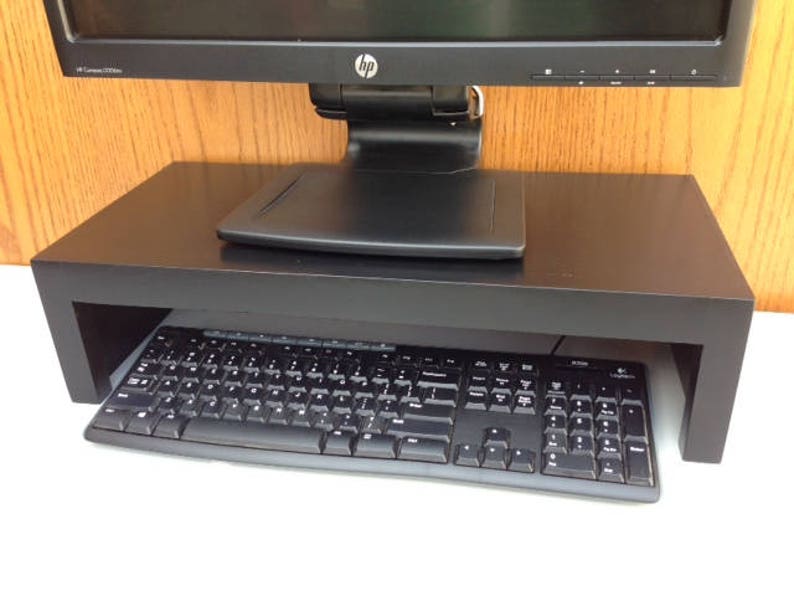 21 Wide TV or Computer Monitor Stand in Red Birch Wood with Black Finish image 1