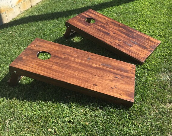 Bean Bag Toss Game Cornhole Rustic Style in Coffee Finish | Etsy