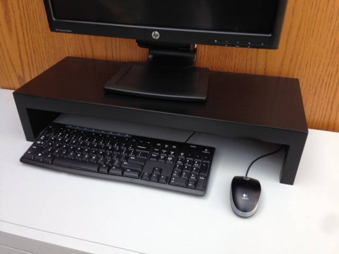 26 Wide TV or Computer Monitor Riser Stand in Red Birch Wood With Black ...