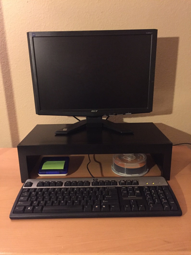 21 Wide TV or Computer Monitor Stand in Red Birch Wood with Black Finish image 6