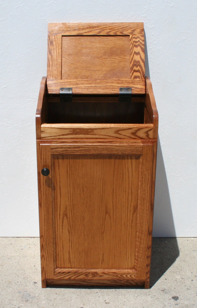 Laundry Hamper or Wood Trash Can in Traditional Oak Style Etsy