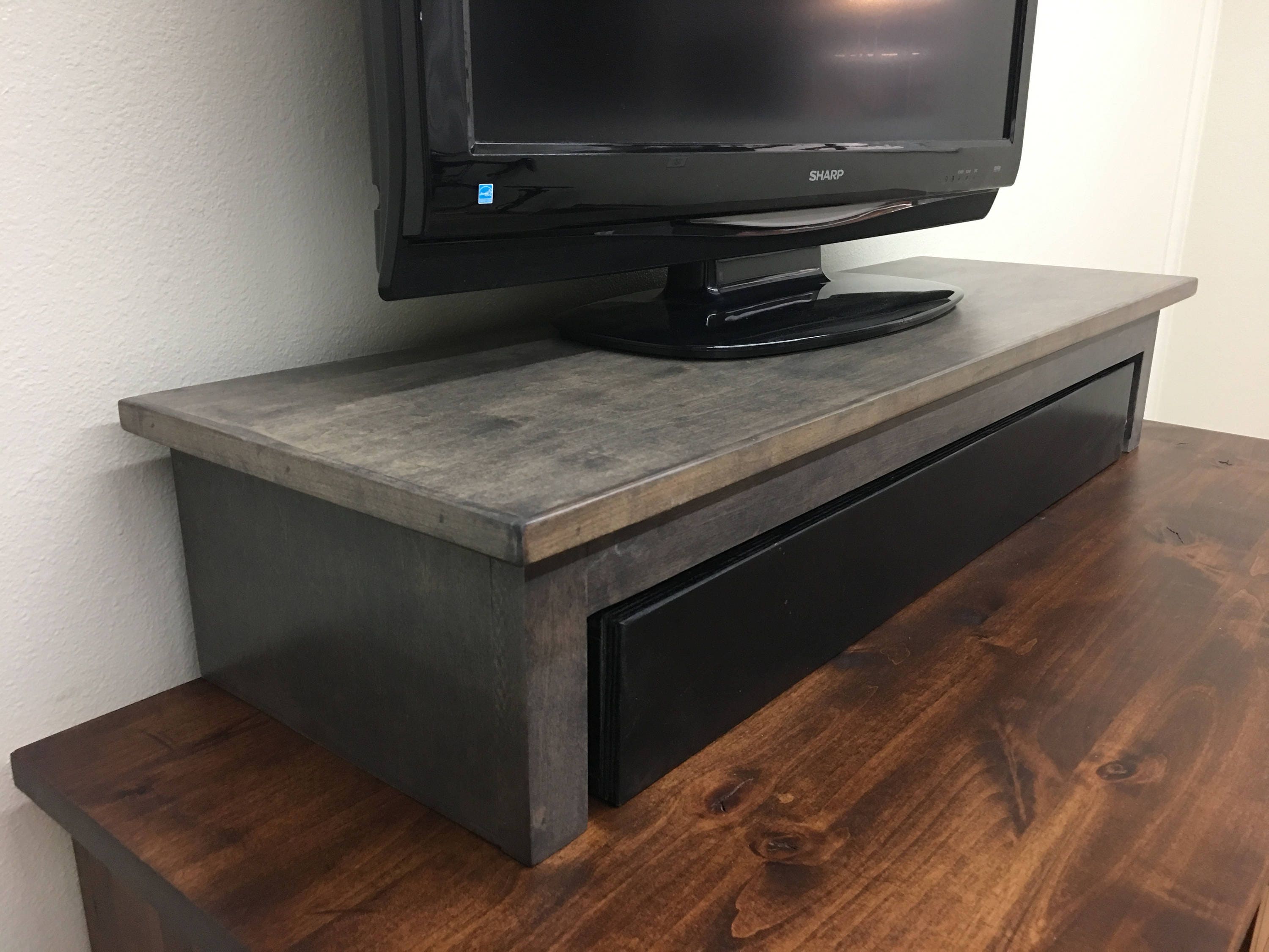 TV Riser Stand Maple Wood Medium Finish Arts and Craft Style Etsy