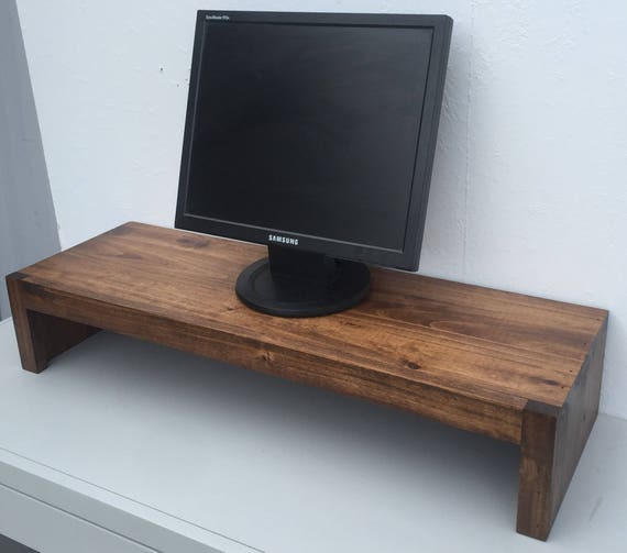Shop Solid Wood TV Riser Stand in Rustic Style with Mocha Finish from Etsy on Openhaus