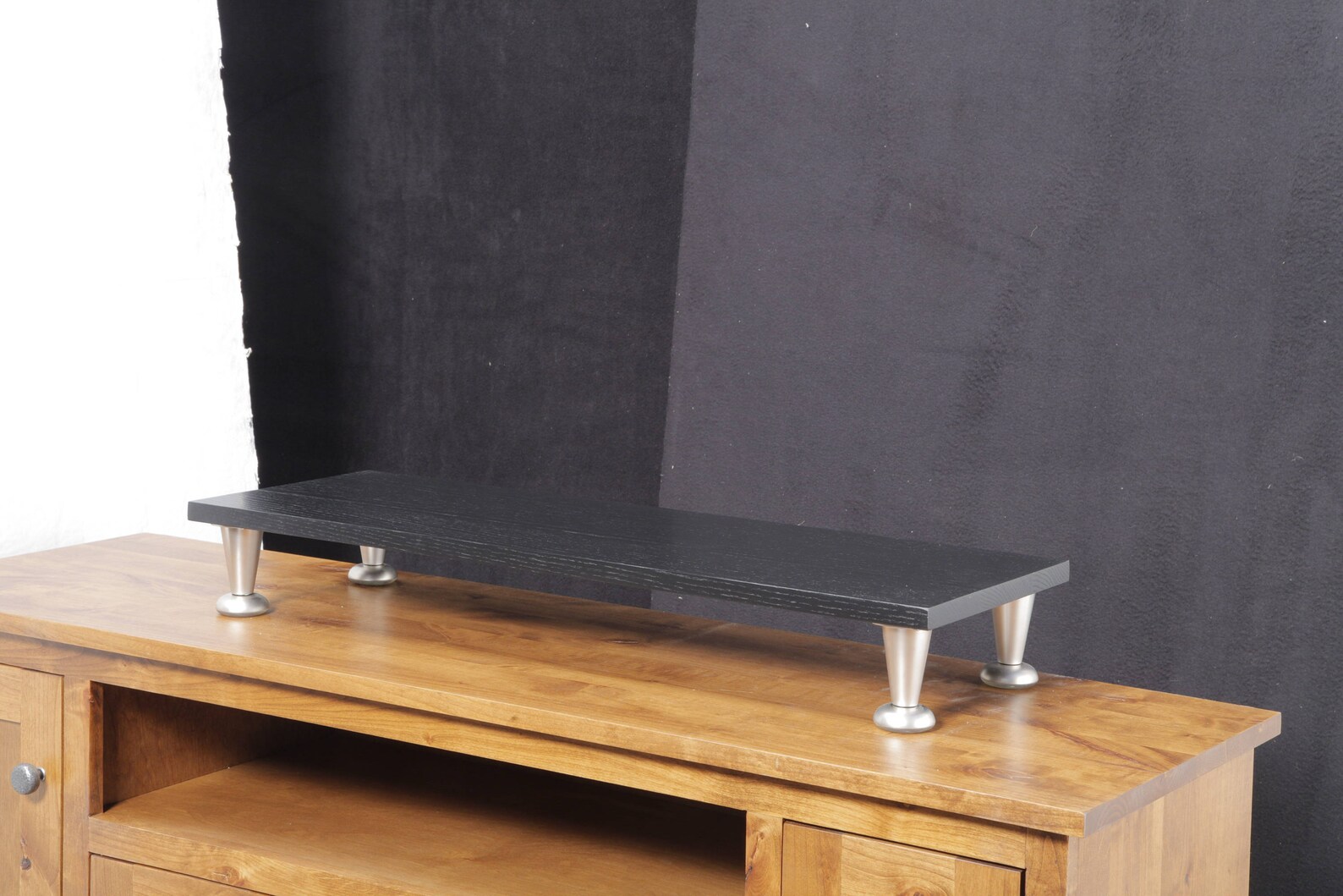TV Riser Stand in Solid Oak With Pillar Footing in Black - Etsy
