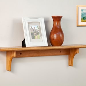Wood Wall Shelf, Solid Oak Wood Medium Finish