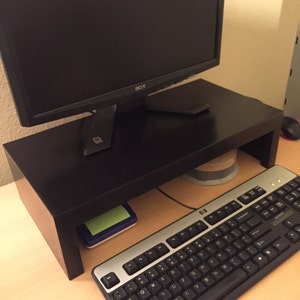 21 Wide TV or Computer Monitor Stand in Red Birch Wood with Black Finish image 5