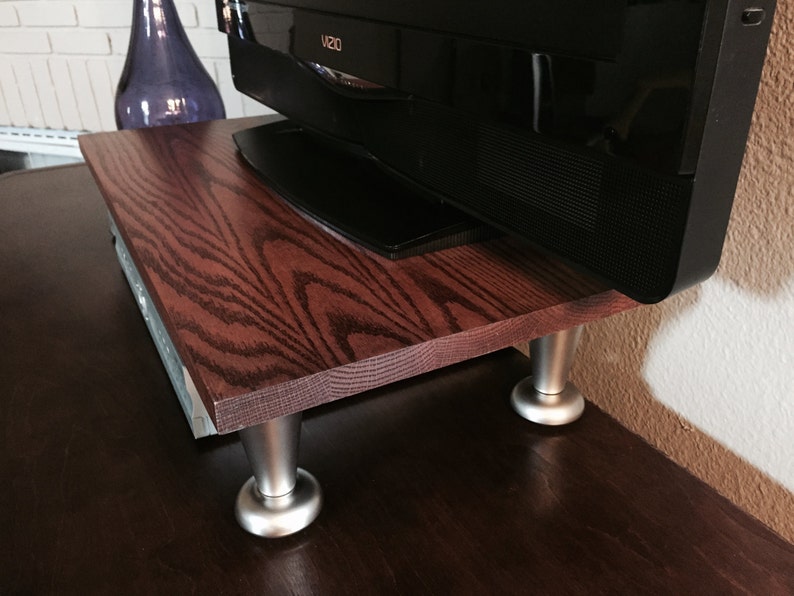 TV Riser Stand in Solid Oak With Pillar Footing in Black - Etsy
