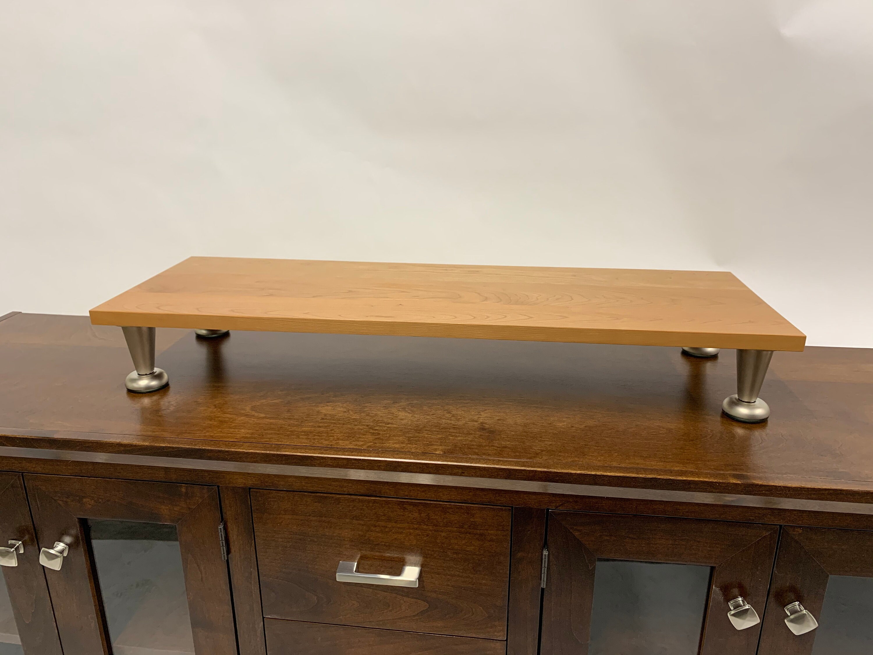 Solid Maple Wood TV Riser Stand With Pillar Footing in Natural | Etsy